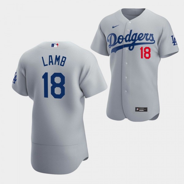 Men's #18 Jake Lamb Los Angeles Dodgers Gray Authentic Alternate Jersey