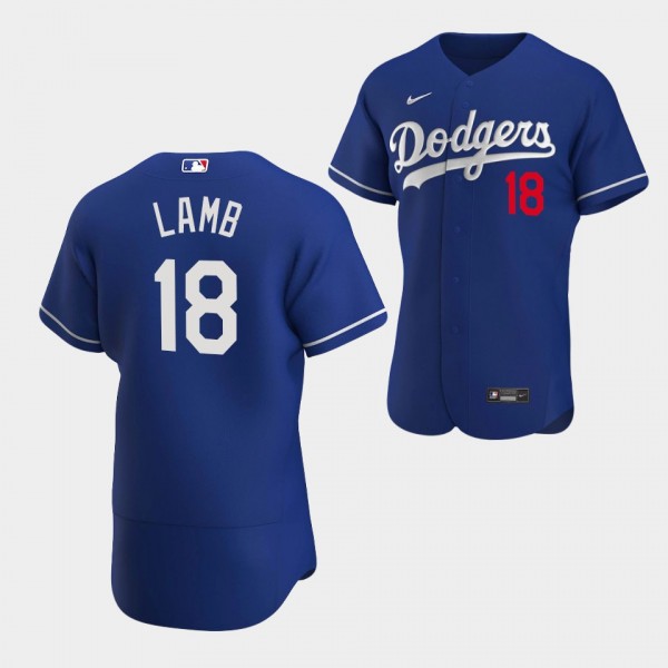 Men's #18 Jake Lamb Los Angeles Dodgers Royal Authentic Alternate Jersey