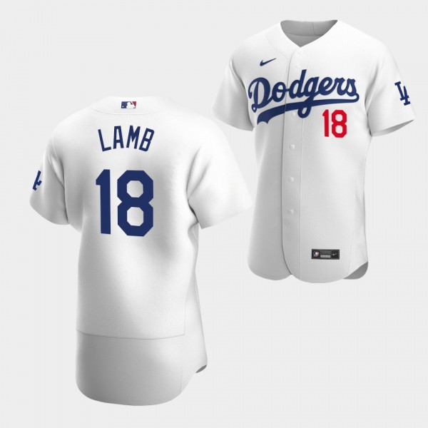 Men's #18 Jake Lamb Los Angeles Dodgers White Auth...
