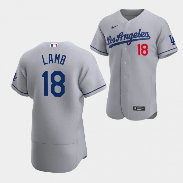 Men's #18 Jake Lamb Los Angeles Dodgers Gray Authe...