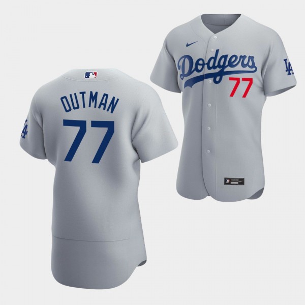Men's #77 James Outman Los Angeles Dodgers Gray Au...