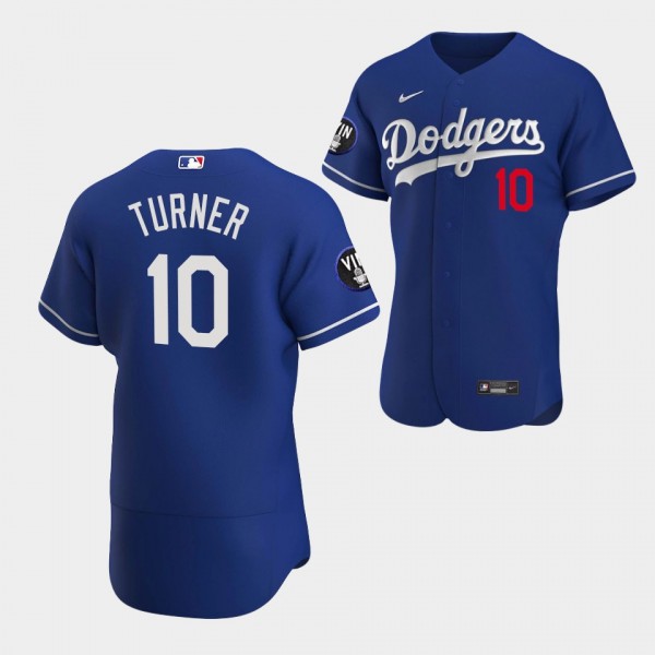 #10 Justin Turner Los Angeles Dodgers Authentic Patch Honor Vin Scully 2022 Alternate Jersey - Royal