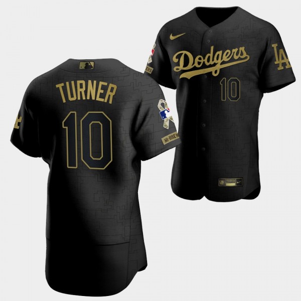 #10 Justin Turner Los Angeles Dodgers Salute To Service Jersey Black