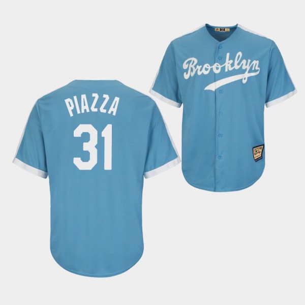 Men's #31 Mike Piazza Los Angeles Dodgers Light Blue Throwback Authentic Jersey