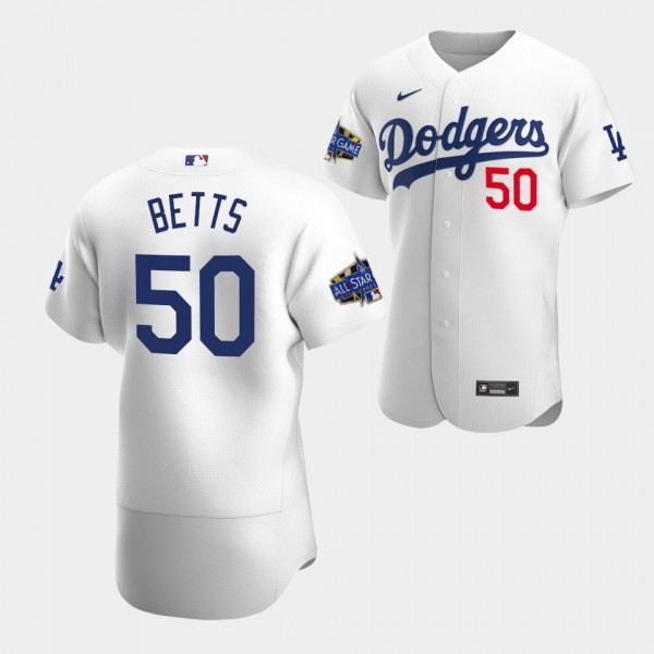 #50 Mookie Betts Los Angeles Dodgers Authentic Jersey White Home
