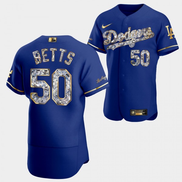 #50 Mookie Betts Los Angeles Dodgers Diamond Edition Jersey Royal
