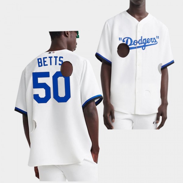 Men's White Los Angeles Dodgers #50 Mookie Betts J...