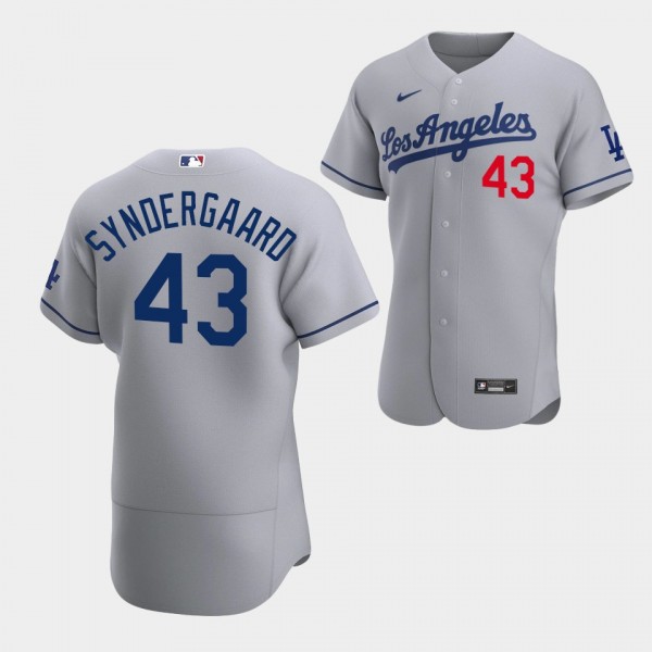 Men's #43 Noah Syndergaard Los Angeles Dodgers Gray Authentic Road Jersey