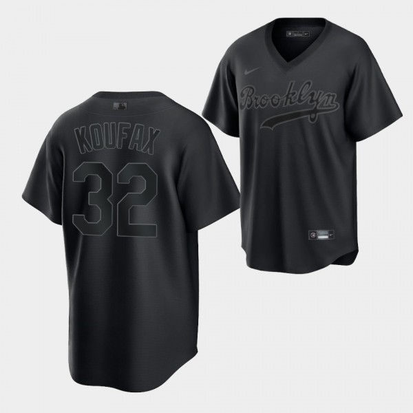 #32 Sandy Koufax Brooklyn Dodgers Replica Black Pitch Black Jersey