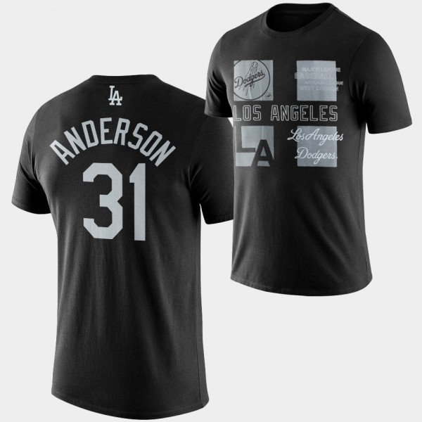 Men's LA Dodgers Tonals Graphics #31 Tyler Anderson Black T-Shirt