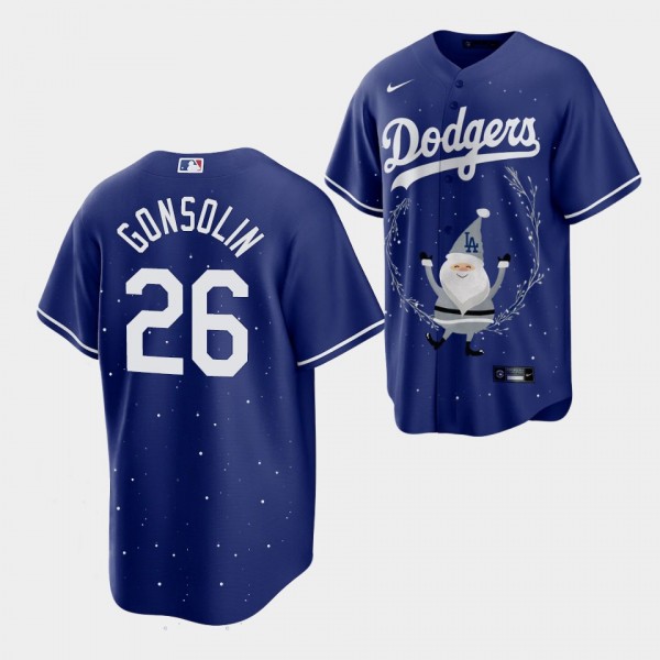 Men's Royal Los Angeles Dodgers #26 Tony Gonsolin Jersey 2022 Christmas Day