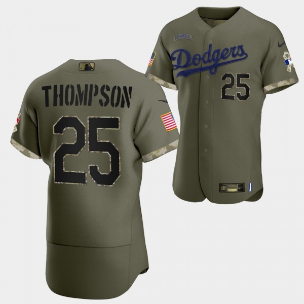 #25 Trayce Thompson Los Angeles Dodgers Limited Salute To Service 2022 Authentic Jersey - Olive