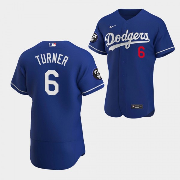 #6 Trea Turner Los Angeles Dodgers Authentic Patch Honor Vin Scully 2022 Alternate Jersey - Royal