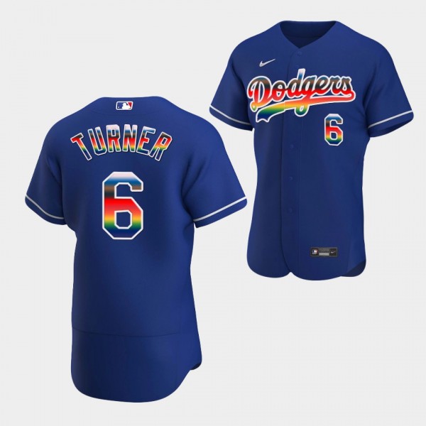 Trea Turner Los Angeles Dodgers On-Field 2022 Pride Month Edition Jersey Royal