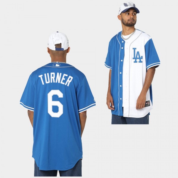 Los Angeles Dodgers Duo Colour #6 Trea Turner White Blue Jersey Replica