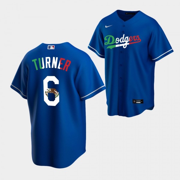 #6 Trea Turner Los Angeles Dodgers Mexican Heritage Night Royal Jersey Replica