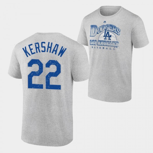 Men's LA Dodgers Trifecta #22 Clayton Kershaw Gray T-Shirt