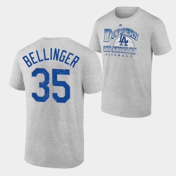 Men's LA Dodgers Trifecta #35 Cody Bellinger Gray T-Shirt