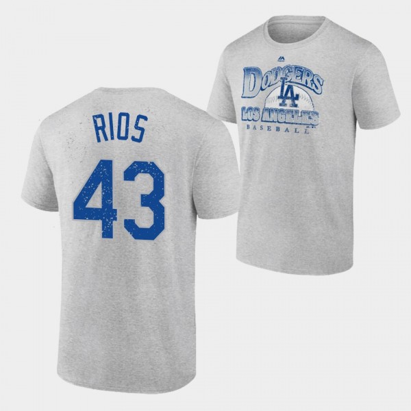 Men's LA Dodgers Trifecta #43 Edwin Rios Gray T-Sh...