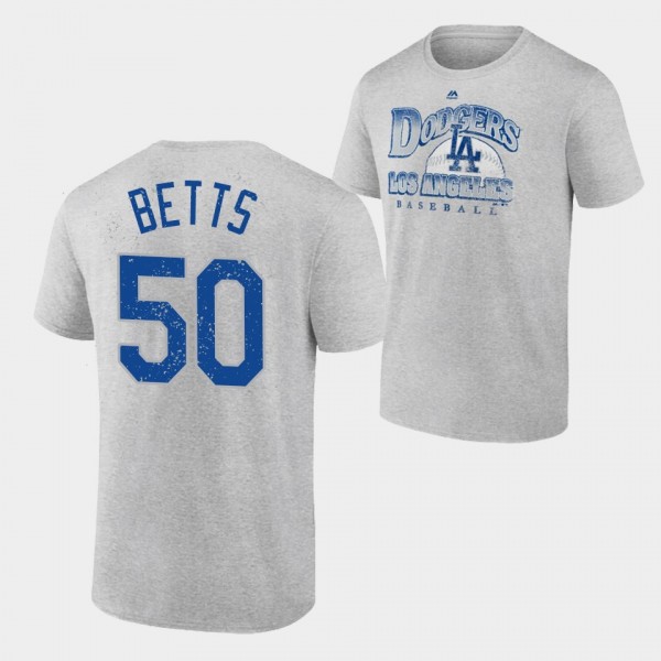 Men's LA Dodgers Trifecta #50 Mookie Betts Gray T-...