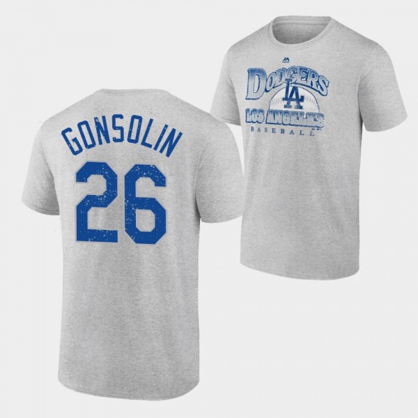 Men's LA Dodgers Trifecta #26 Tony Gonsolin Gray T-Shirt
