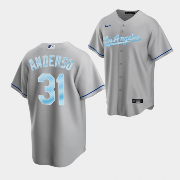 Men's Los Angeles Dodgers Tyler Anderson Gray 2022 Fathers Day Gift #31 Replica Gray Jersey