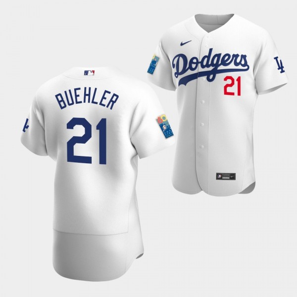 #21 Walker Buehler Los Angeles Dodgers Authentic Dodger Stadium 60th Anniversary 2022 Jersey - White