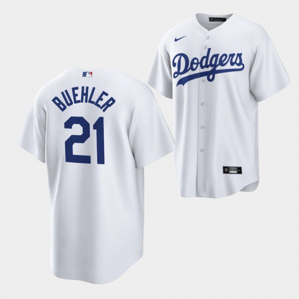 #21 Walker Buehler Los Angeles Dodgers Replica White Jersey Home Player
