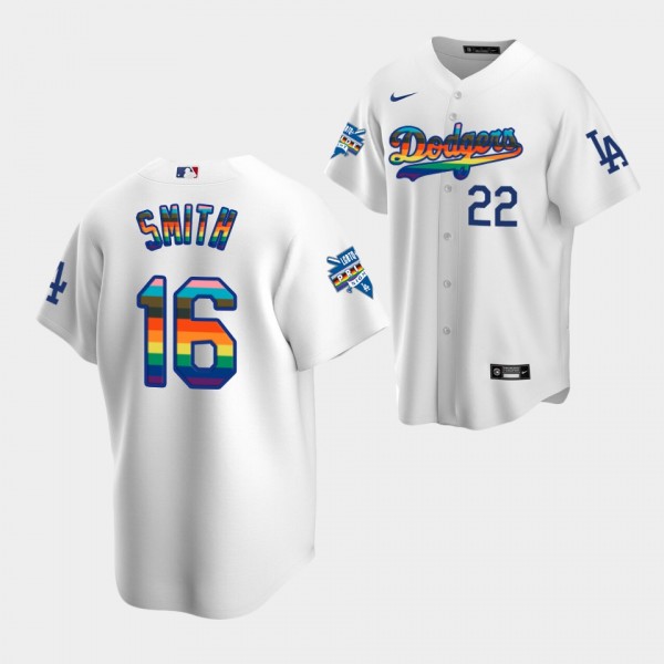 Men's Los Angeles Dodgers Will Smith #16 LGBTQ 2022 Pride Night White Replica Jersey