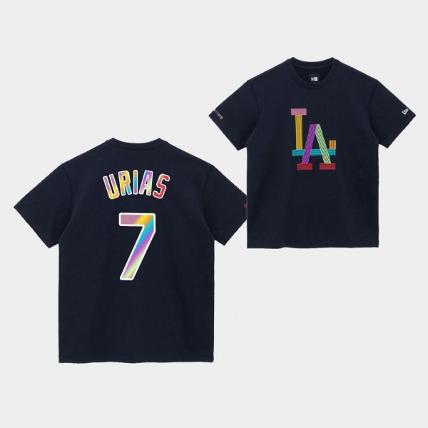 MLB x BTS #7 Julio Urias LA Dodgers Dynamite Navy T-Shirt