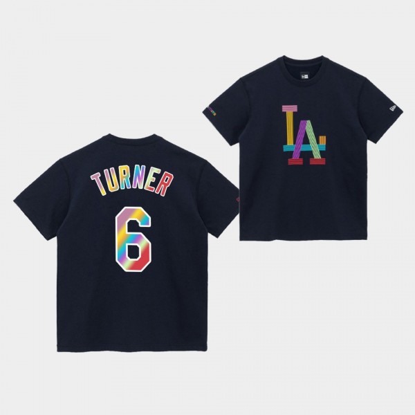 MLB x BTS #6 Trea Turner LA Dodgers Dynamite Navy T-Shirt