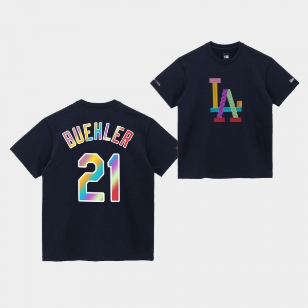 MLB x BTS #21 Walker Buehler LA Dodgers Dynamite Navy T-Shirt