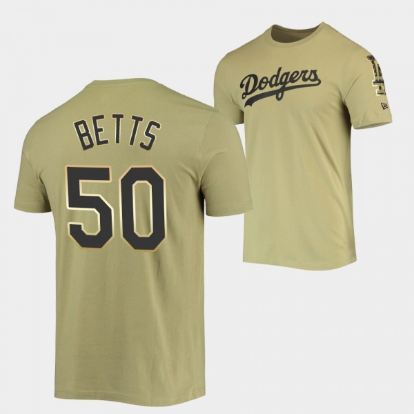 Mookie Betts Los Angeles Dodgers Armed Forces Brushed Olive T-Shirt