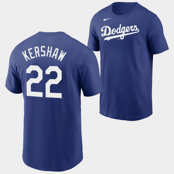 Los Angeles Dodgers Clayton Kershaw Name & Number Royal T-Shirt