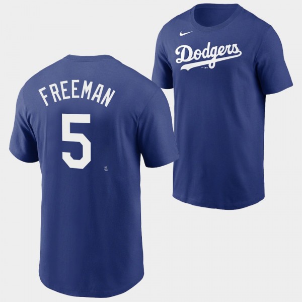 Los Angeles Dodgers Freddie Freeman Name & Number Royal T-Shirt