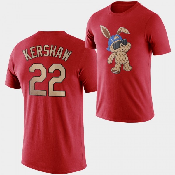 Los Angeles Dodgers 2023 New Year Rabbit Clayton Kershaw T-Shirt - Red