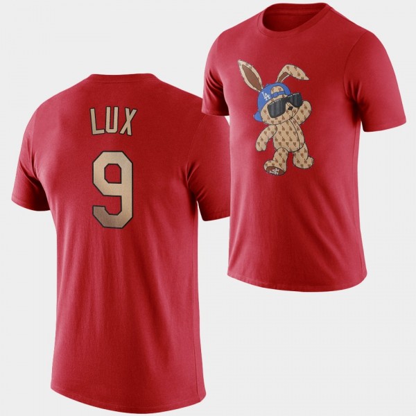 Los Angeles Dodgers 2023 New Year Rabbit Gavin Lux T-Shirt - Red