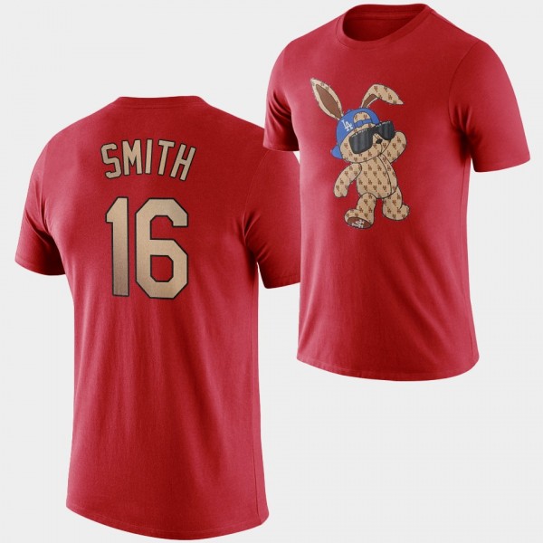 Los Angeles Dodgers 2023 New Year Rabbit Will Smith T-Shirt - Red