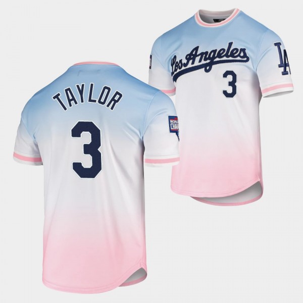 Los Angeles Dodgers Chris Taylor Ombre Blue Pink T-Shirt