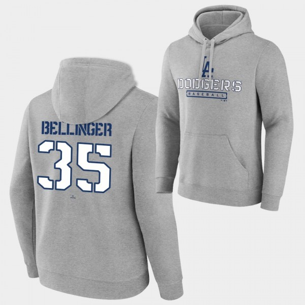 Cody Bellinger #35 Los Angeles Dodgers Gray Personalized Stencil Hoodie Pullover