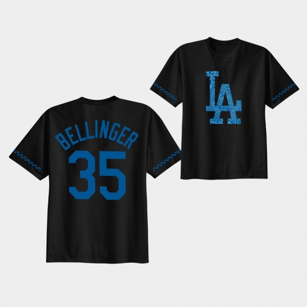 Polynesian Night Los Angeles Dodgers #35 Black Cody Bellinger T-Shirt