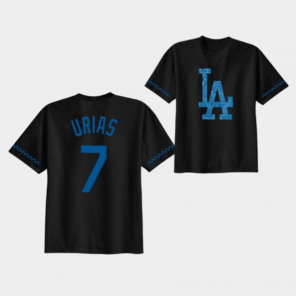Polynesian Night Los Angeles Dodgers #7 Black Julio Urias T-Shirt