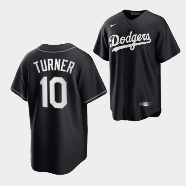 Replica Justin Turner Los Angeles Dodgers Black White Jersey