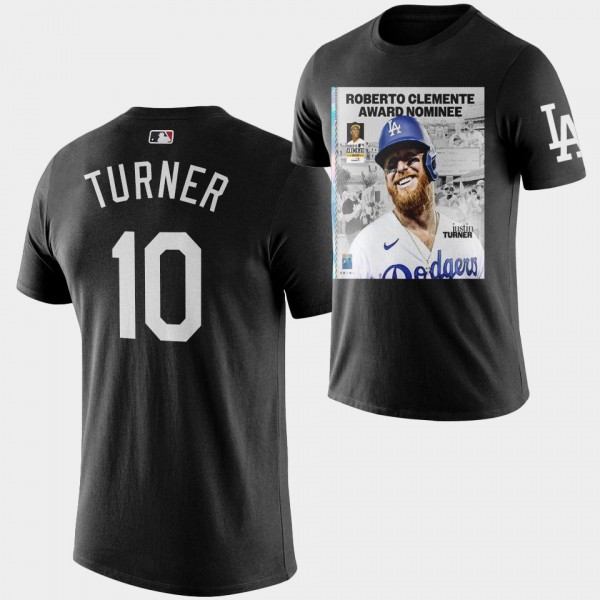 Los Angeles Dodgers 2022 Roberto Clemente Award Nominee Justin Turner T-Shirt - Black