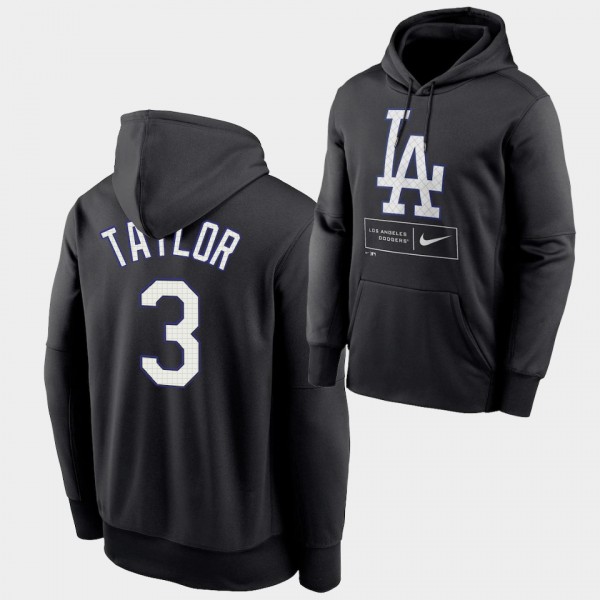 Chris Taylor #3 Los Angeles Dodgers Black Season Pattern Hoodie Performance Pullover