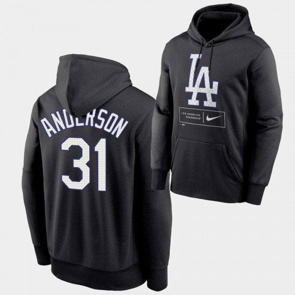 Tyler Anderson #31 Los Angeles Dodgers Black Season Pattern Hoodie Performance Pullover