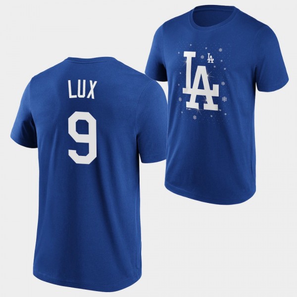 Gavin Lux #9 Sparkle Christmas Los Angeles Dodgers...