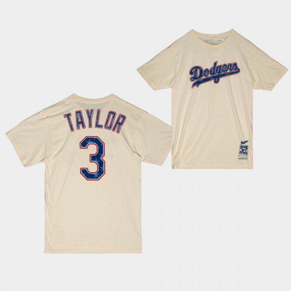 Los Angeles Dodgers Freedom Stars Stripes Chris Taylor #3 Cream T-Shirt