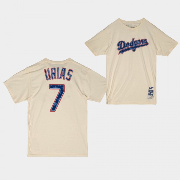 Los Angeles Dodgers Freedom Stars Stripes Julio Urias #7 Cream T-Shirt