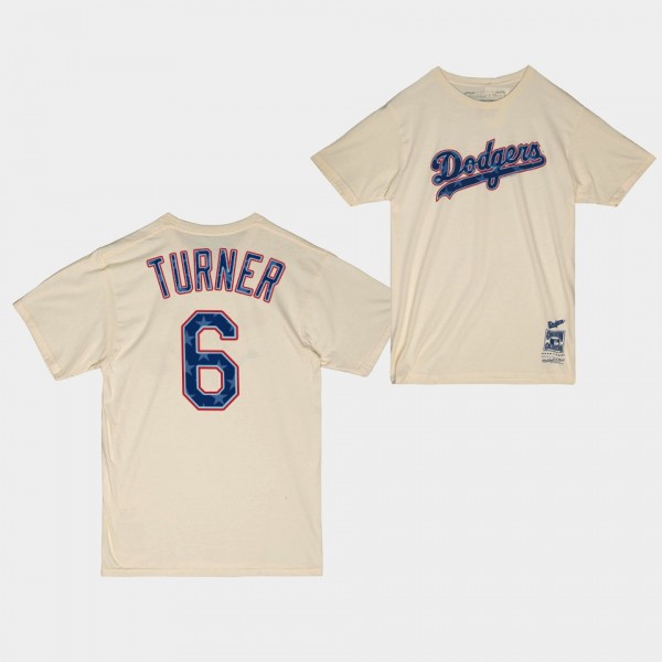 Los Angeles Dodgers Freedom Stars Stripes Trea Turner #6 Cream T-Shirt